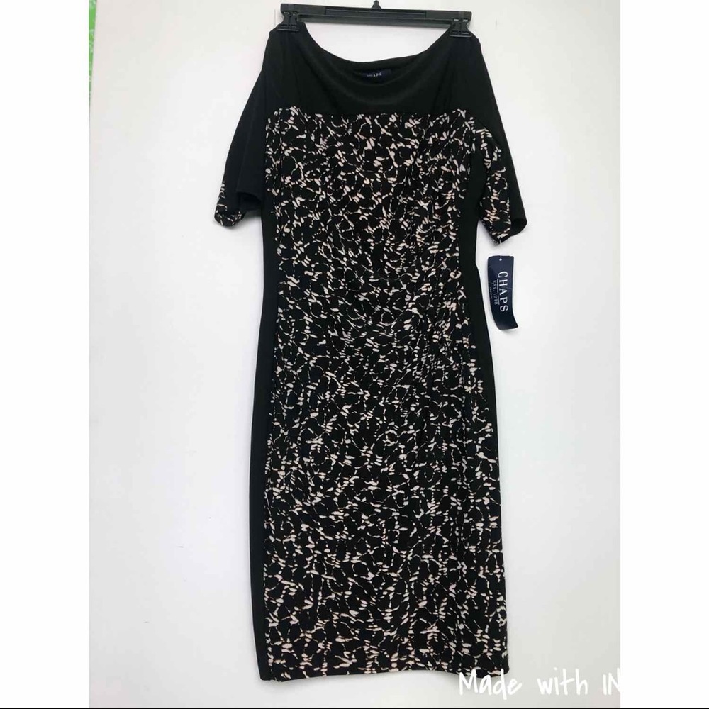 Chaps Faux Wrap Ruched Dress Size Medium NWT
